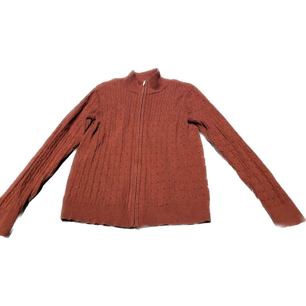 Eddie Bauer Stretch Women's M Full Zip Cable Cotton (Baumwolle) Blend Sweater